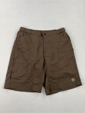 Novara Mens Nylon Mountain Biking Padded Shorts Brown Size M Elastic Waist